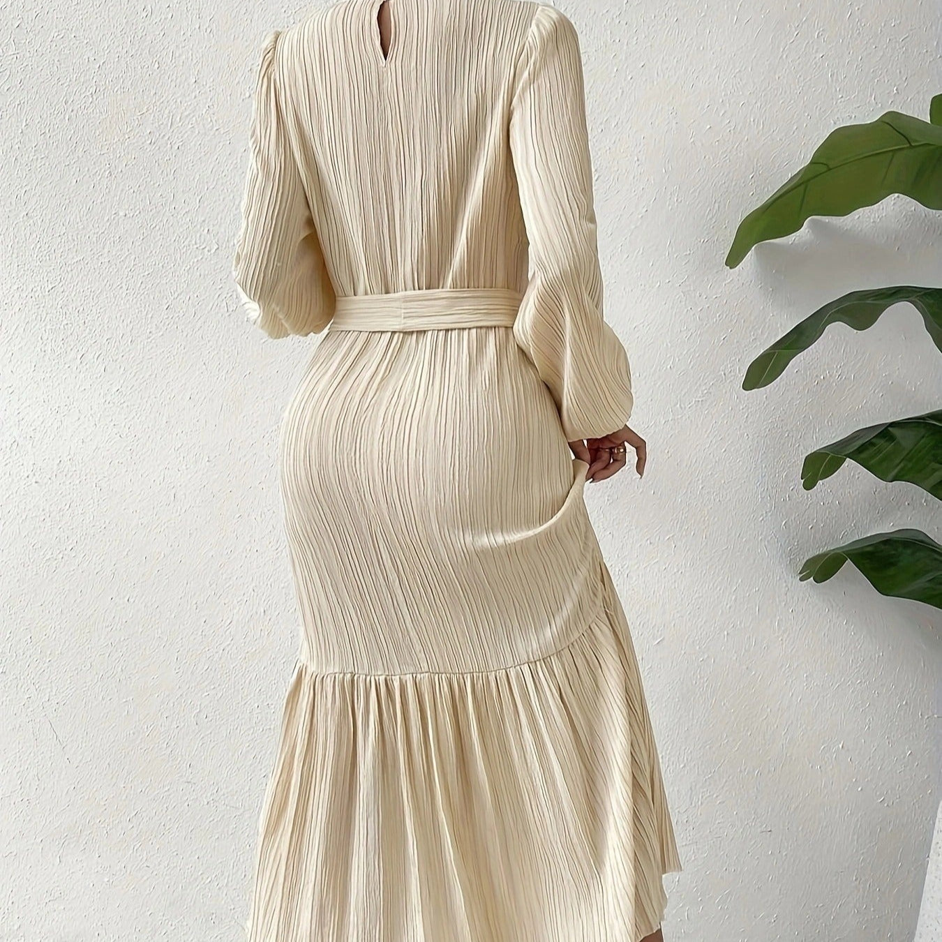 Vestido plisado manga larga - Althia