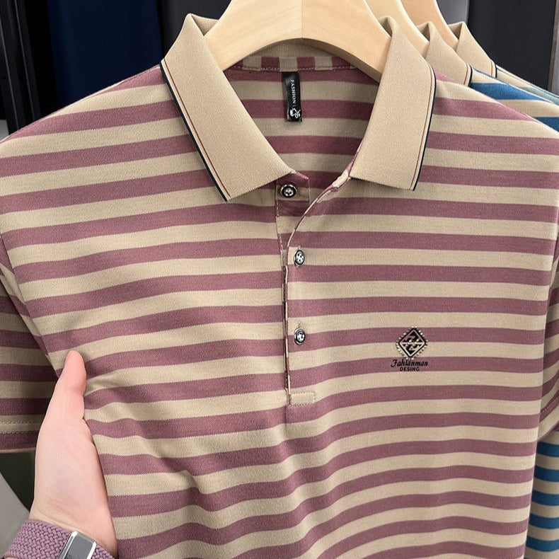 Camiseta polo para hombre de punto a rayas con cuello clásico - Marc