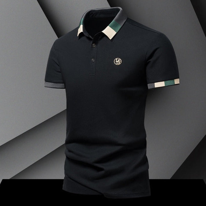 Camiseta polo para hombre de punto con textura geométrica y manga larga - Joan