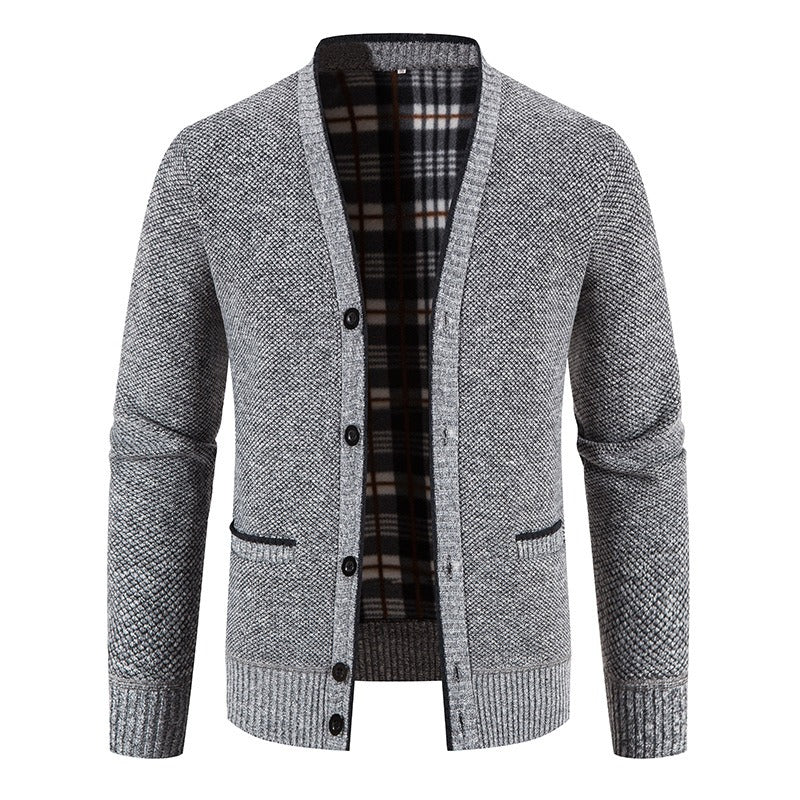 Cárdigan hombre punto forrado interior tartán estilo casual - Morten
