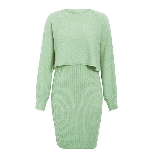 Vestido de punto con efecto dos piezas - Karine