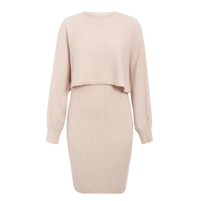 Vestido de punto con efecto dos piezas - Karine