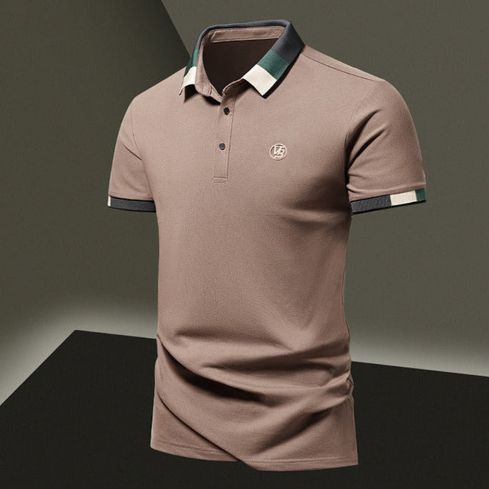 Camiseta polo para hombre de punto con textura geométrica y manga larga - Joan