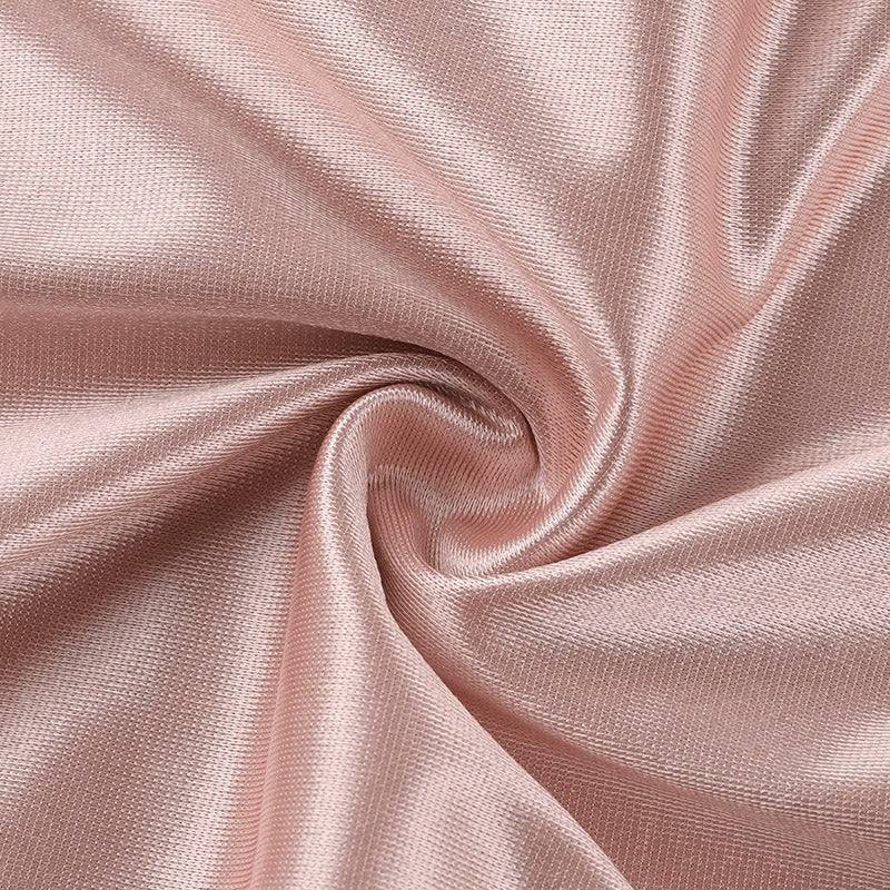 Vestido largo para mujer satinado con abertura lateral y escote drapeado - Violeta