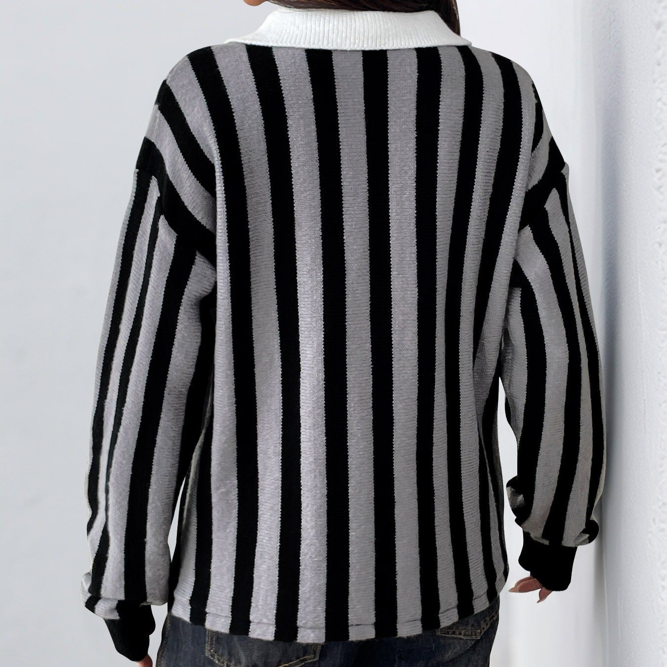 Jersey mujer rayas verticales cuello polo - Mirea