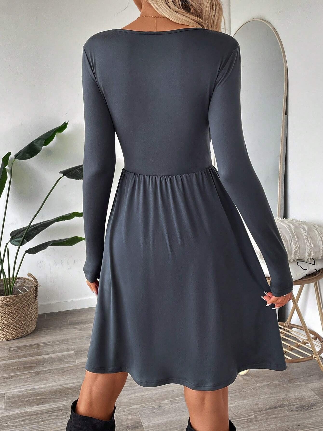 Vestido mujer punto suave botones cruzado - Athena