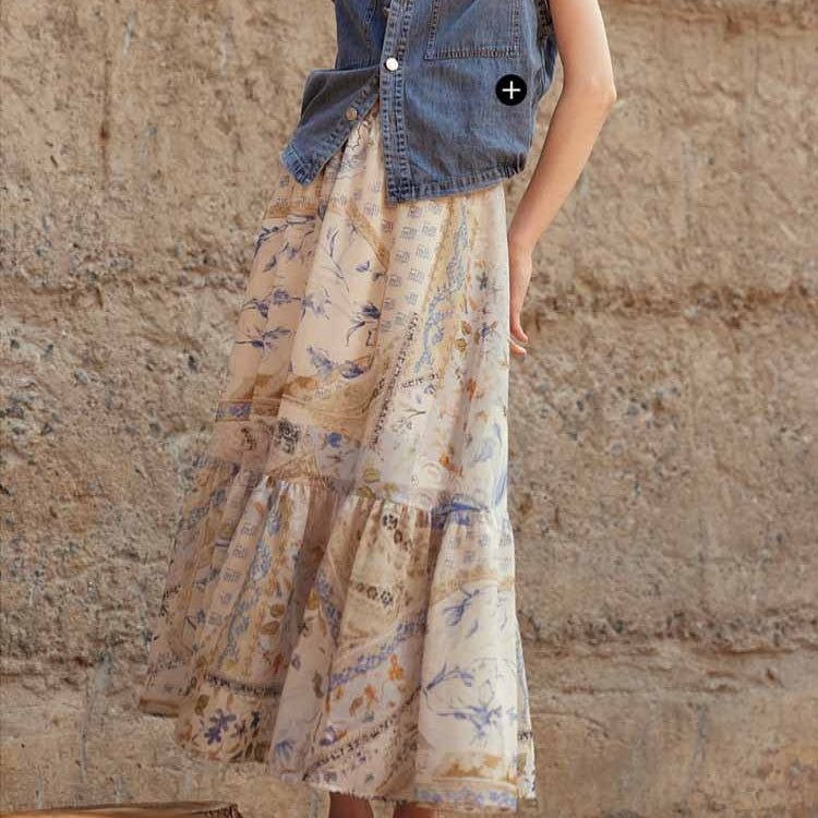 Falda larga mujer estampado floral bohemia – Mireille