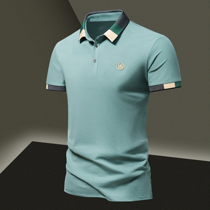Camiseta polo para hombre de punto con textura geométrica y manga larga - Joan