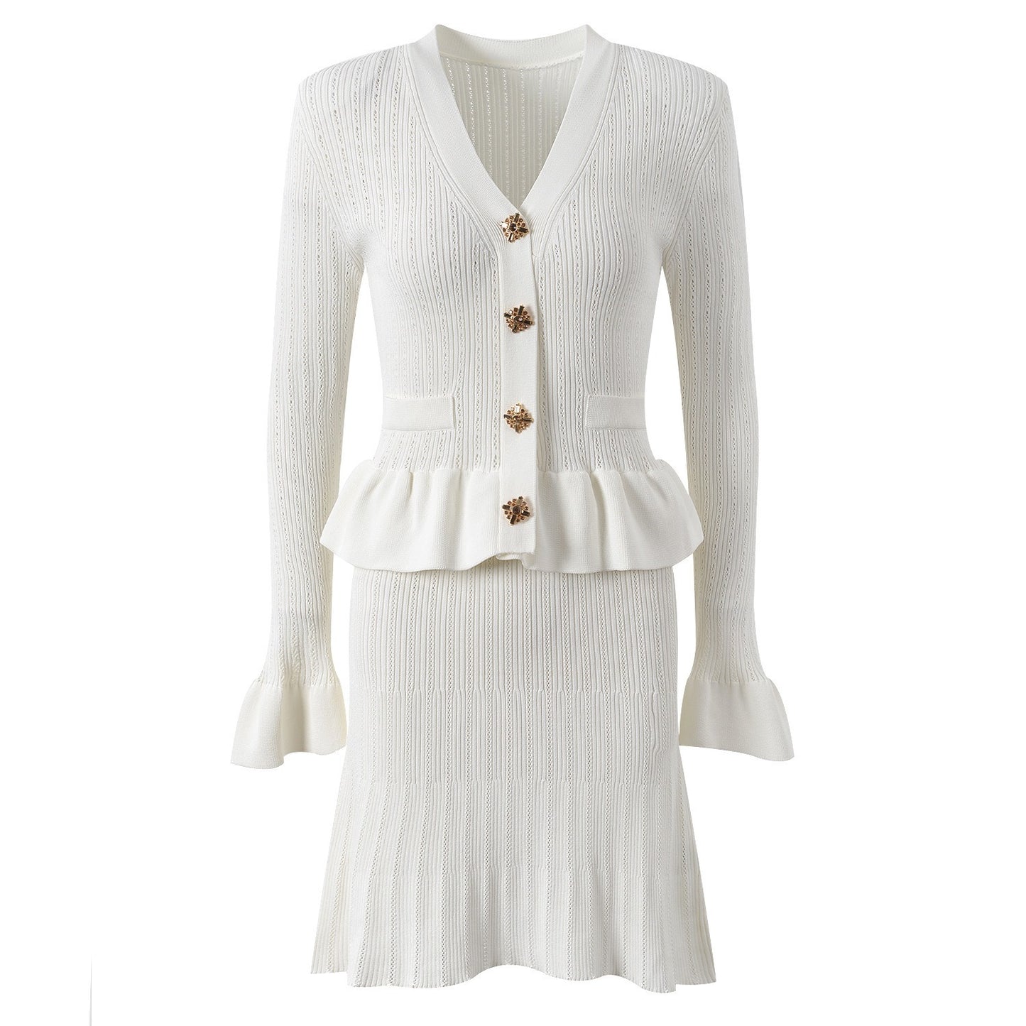Vestido de punto con botones joya - Mireille
