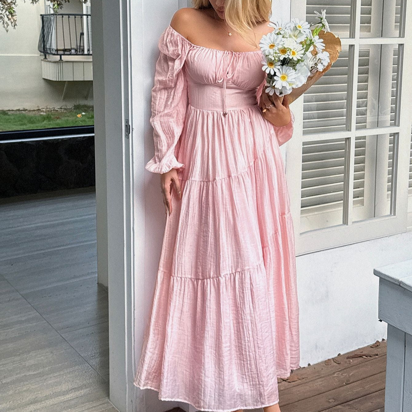 Vestido largo con escote cuadrado - Liora