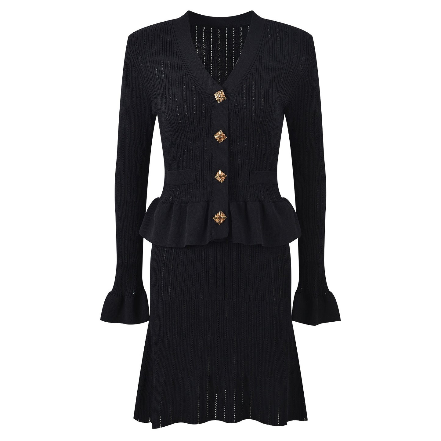 Vestido de punto con botones joya - Mireille