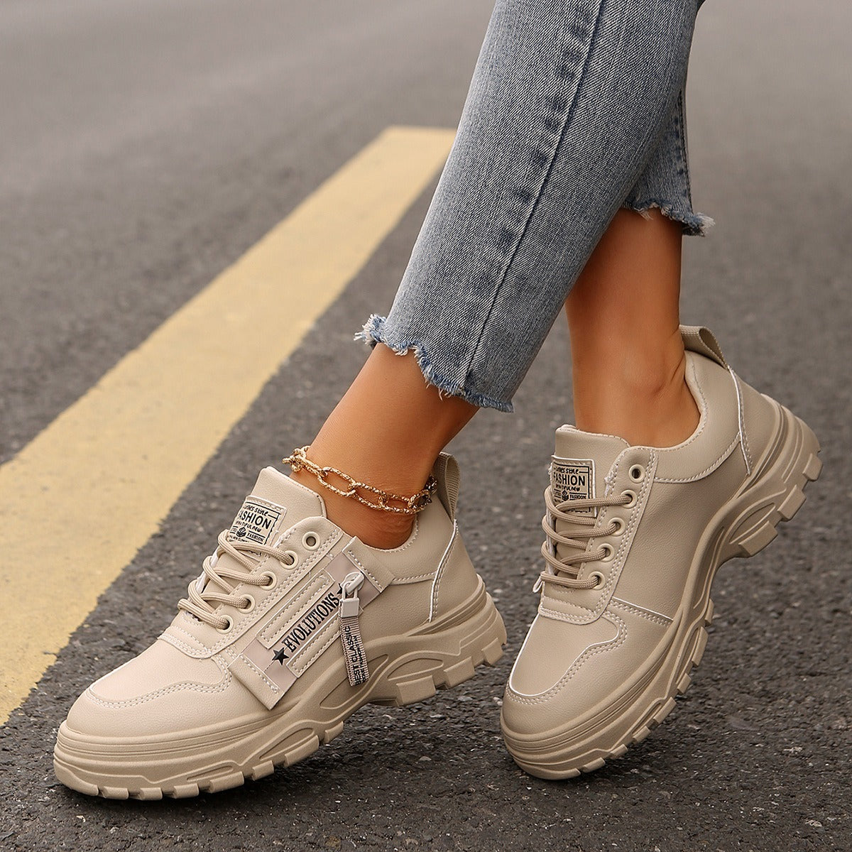 Zapatillas mujer piel sintética casual - Evelyne