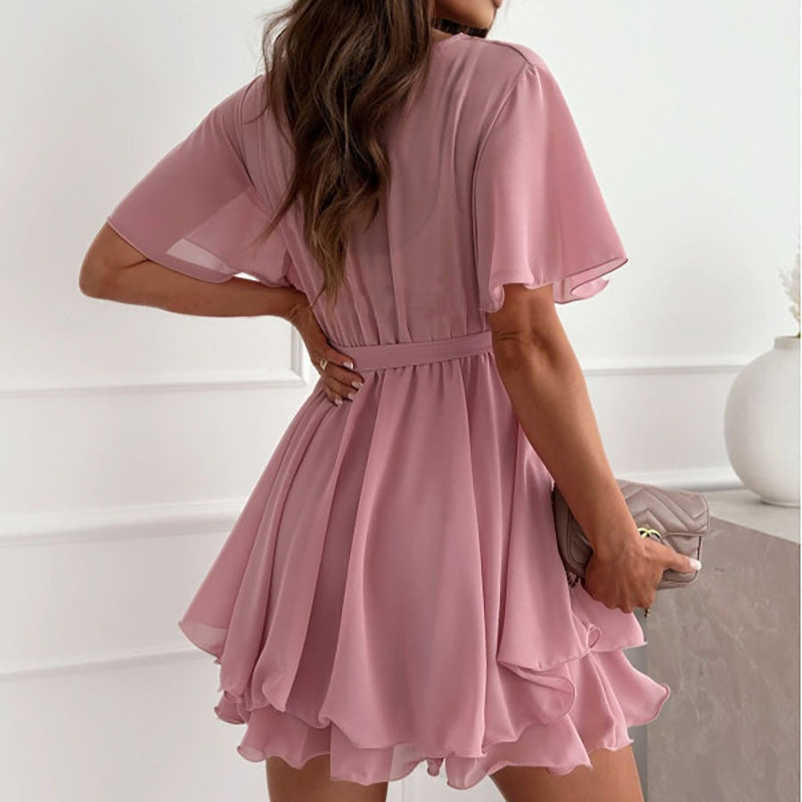 Vestido corto de mujer con vuelo y escote cruzado - Maëlle