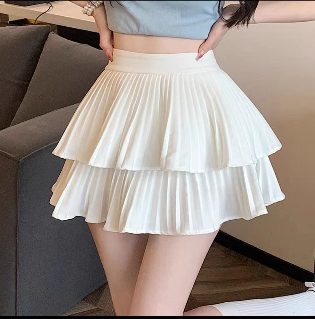 Minifalda para mujer de gasa plisada en capas corte evasé - Maëlle