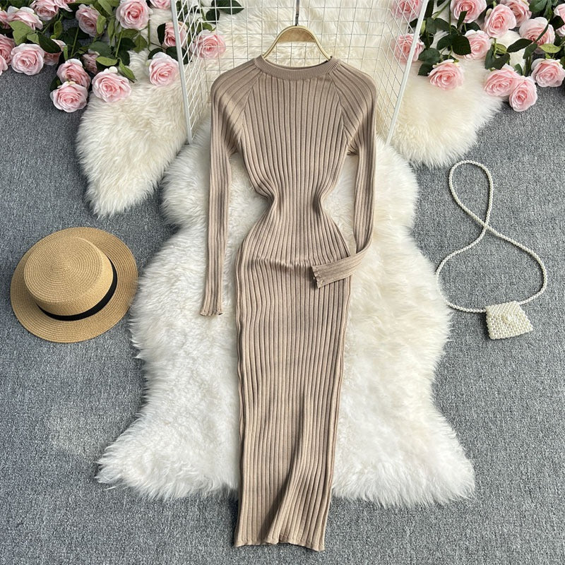 Vestido ajustado punto manga larga - Elina
