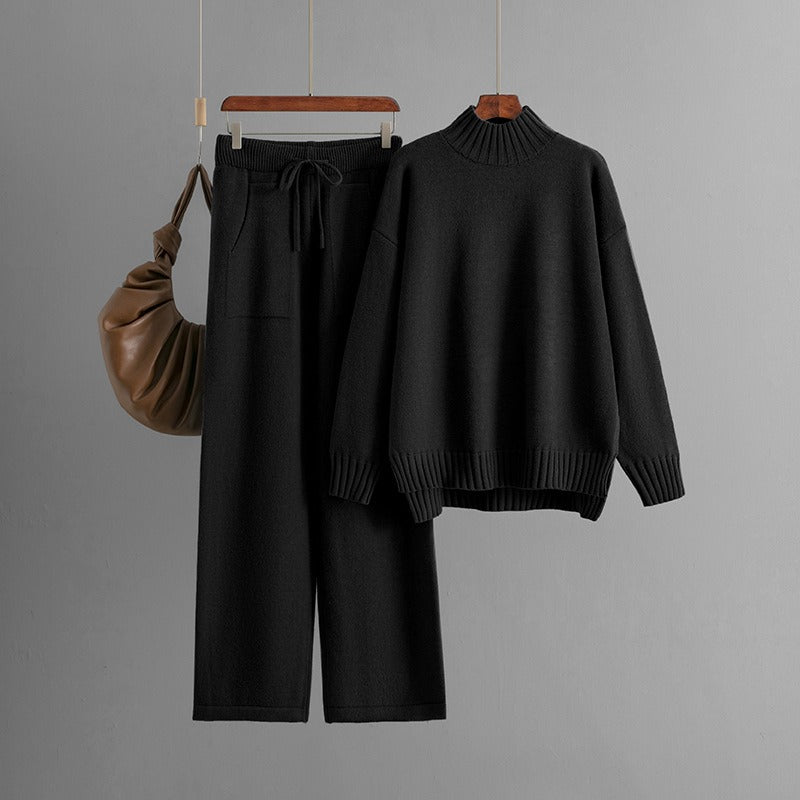 Conjunto mujer punto suave cuello alto estilo minimalista - Amélie
