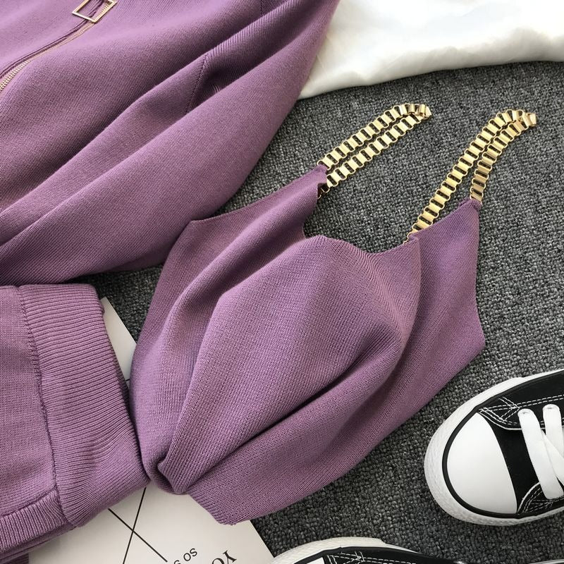 Chaqueta punto mujer cremallera metálica cuello redondo - Nysse