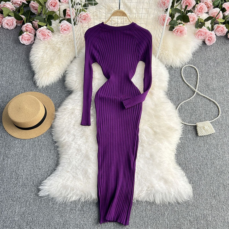 Vestido ajustado punto manga larga - Elina