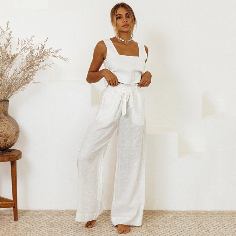 Conjunto de tirantes para mujer de lino estilo holgado - Martina