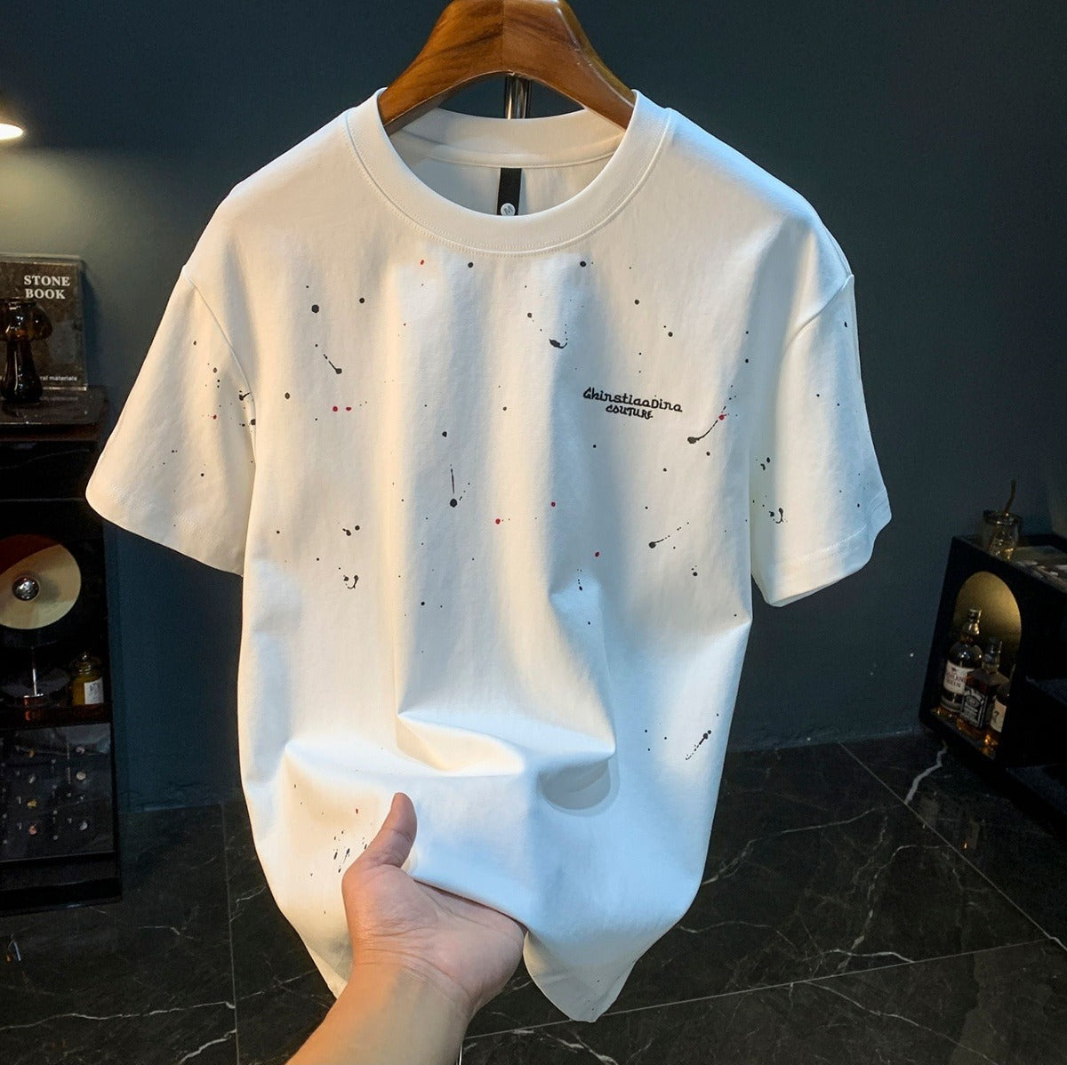 Camiseta hombre algodón estampado salpicado estilo urbano - Dalvio