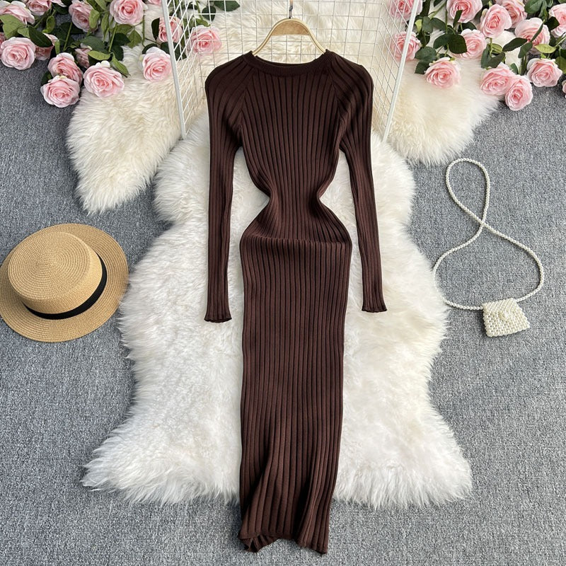 Vestido ajustado punto manga larga - Elina
