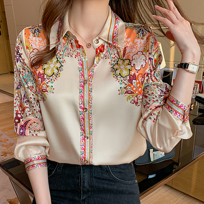 AMBER - Blusa Satén Floral
