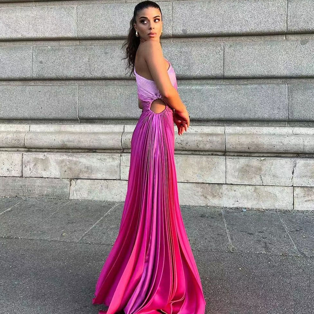 Whitney - Venta al por mayor Vestido plisado con degradado de colores