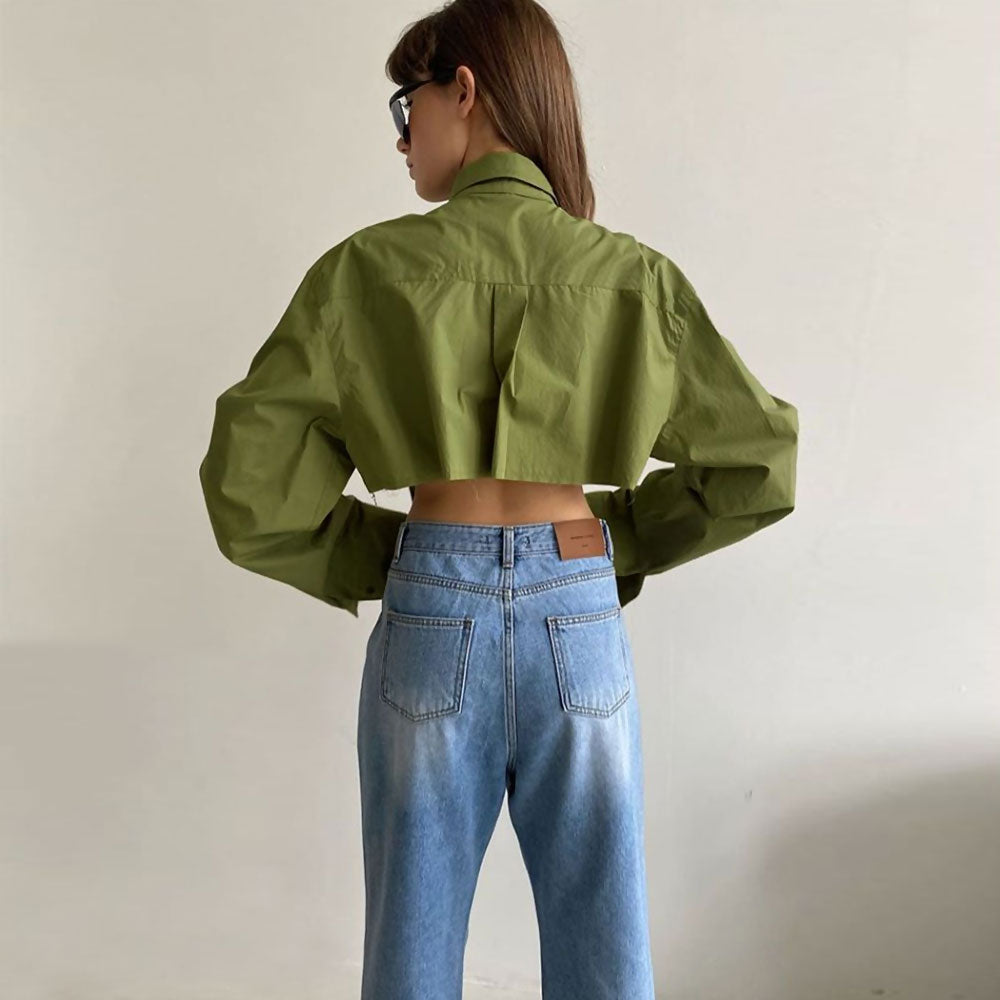 Scarlett - Camisa verde oversize con botones