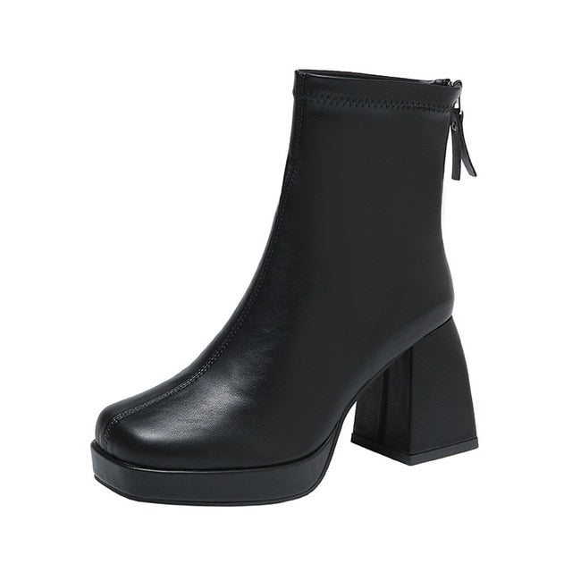 Grazia - Botines Glamour Plataforma Elegante Tela Elástica