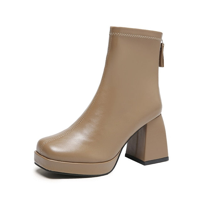 Grazia - Botines Glamour Plataforma Elegante Tela Elástica