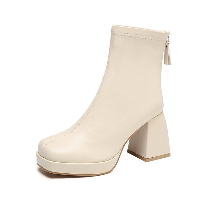 Grazia - Botines Glamour Plataforma Elegante Tela Elástica