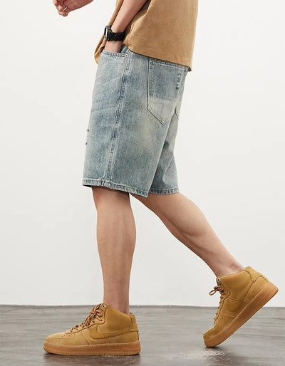Pantalones cortos hombre denim desgastado estilo recto - Tomás