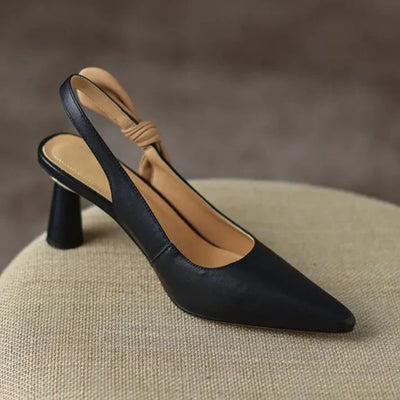 Nora - Elegantes zapatos negros con lazo