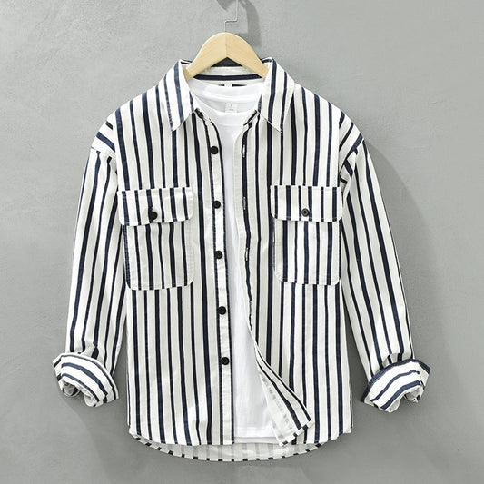 Camisa casual para hombre de algodón a rayas estilo relajado - Damián