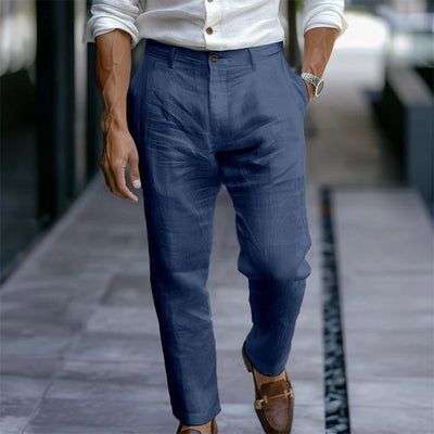 Pantalón hombre lino recto blanco estilo casual elegante - Adriano