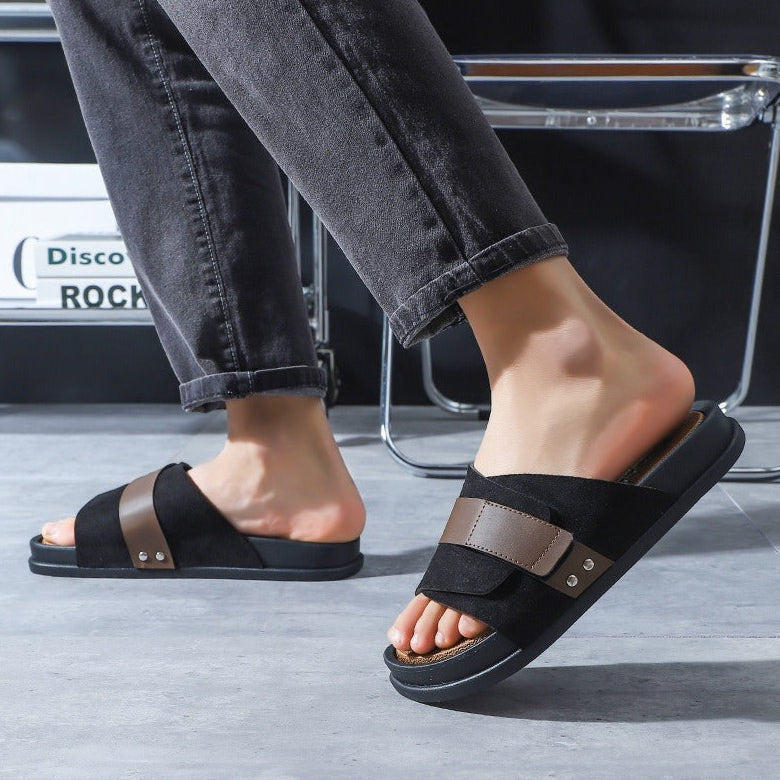 Sandalias para hombre de piel sintética cruzada diseño cómodo - Mateo