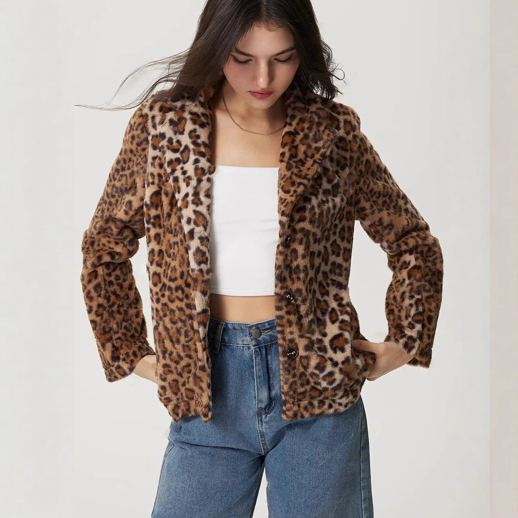 Abrigo con solapa estampado leopardo - Mireille