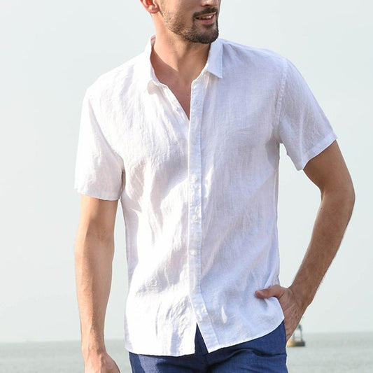Camisa hombre lino manga corta estilo casual - Iván