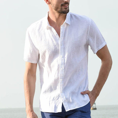 Camisa hombre lino manga corta estilo casual - Iván