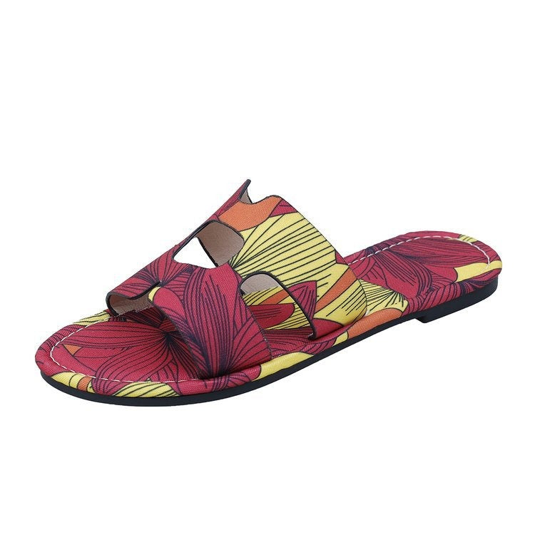Sandalias planas mujer diseño tropical multicolor - Kaia
