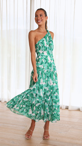 Cory - Vestido de un solo hombro con estampado floral