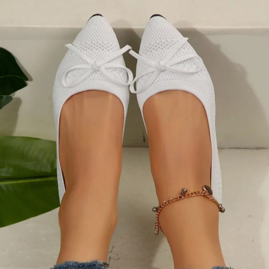 Bailarinas para mujer de punto transpirable con lazo decorativo - Camila