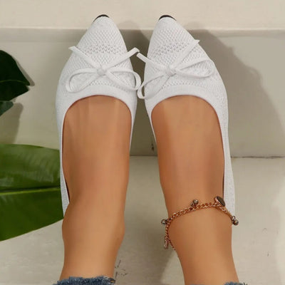 Bailarinas para mujer de punto transpirable con lazo decorativo - Camila