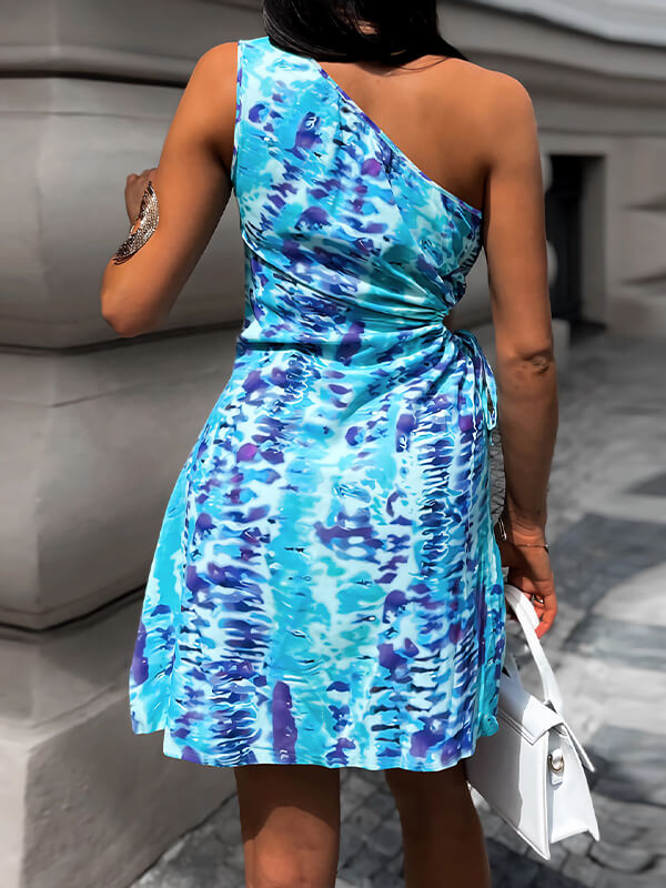 Daniza - Minivestido estampado sin mangas recortado