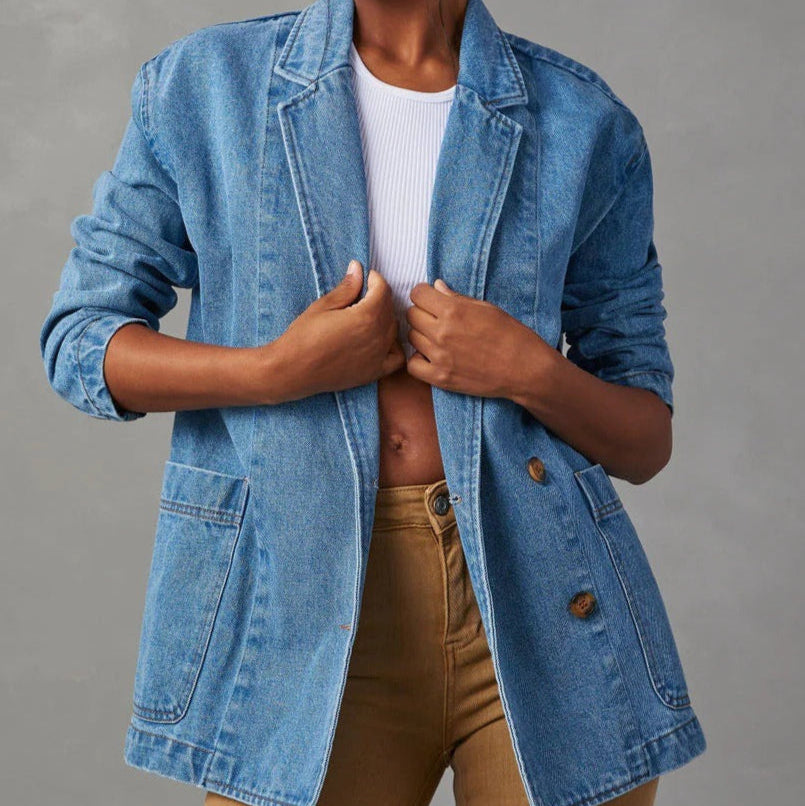 Chaqueta mujer denim lavado estilo blazer - Yalina