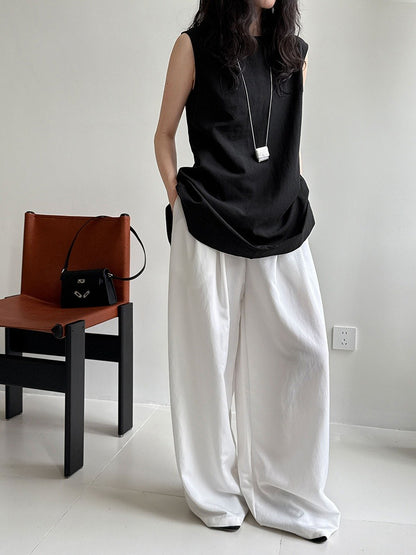 Blusa sin mangas mujer lino tencel estilo minimalista - Cécile