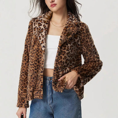 Abrigo con solapa estampado leopardo - Mireille