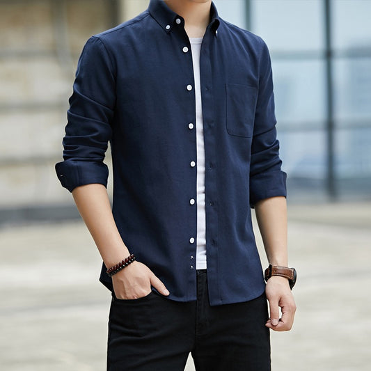 Camisa para hombre de algodón slim fit con bolsillo - Mauro