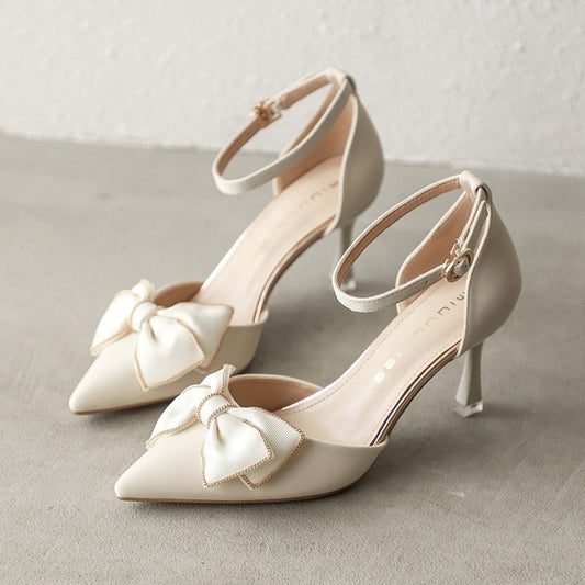 Zapatos de tacón para mujer detalle lazo estilo elegante - Clarisse