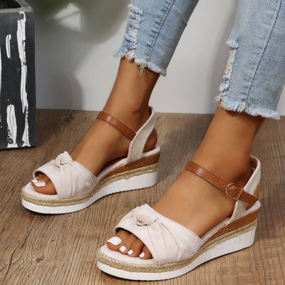 Sandalias para mujer de lona con lazo estilo plataforma casual - Beatriz